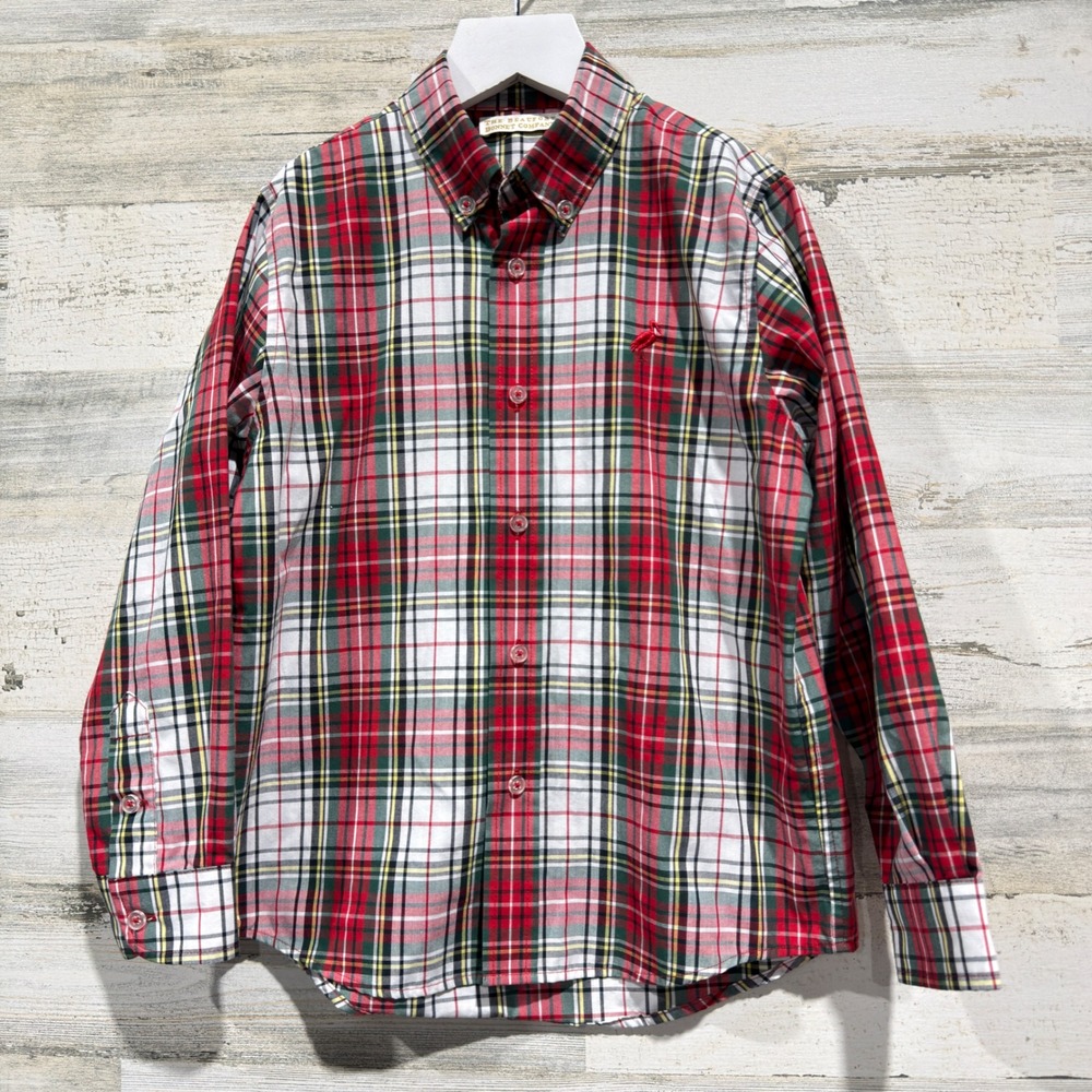 The Beaufort Bonnet Company Shirt Boys 8 Red Plaid Holiday Preppy EUC